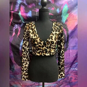 Hot Miami Styles Leopard Print Long Sleeve Top